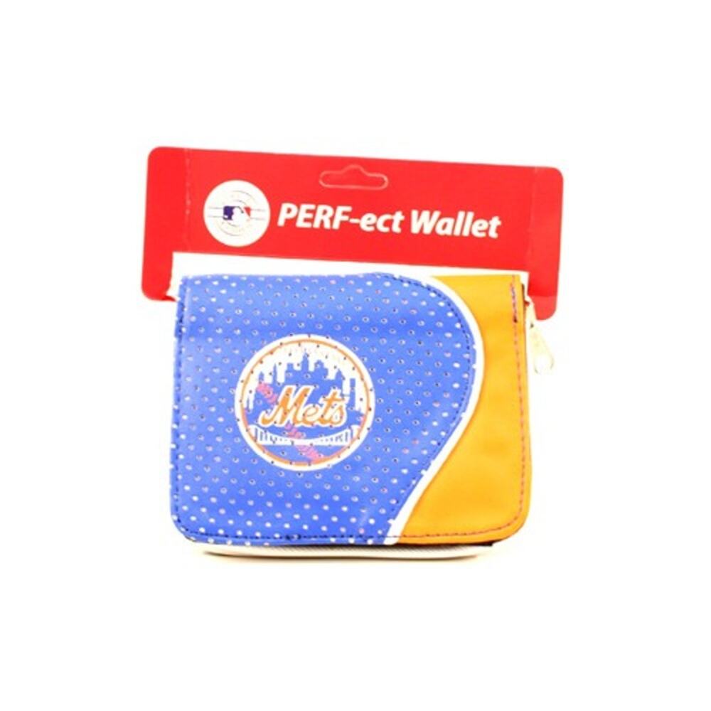 MLB New York Mets Perfect Wallet Zipper Women's Pocket Team Logo New White